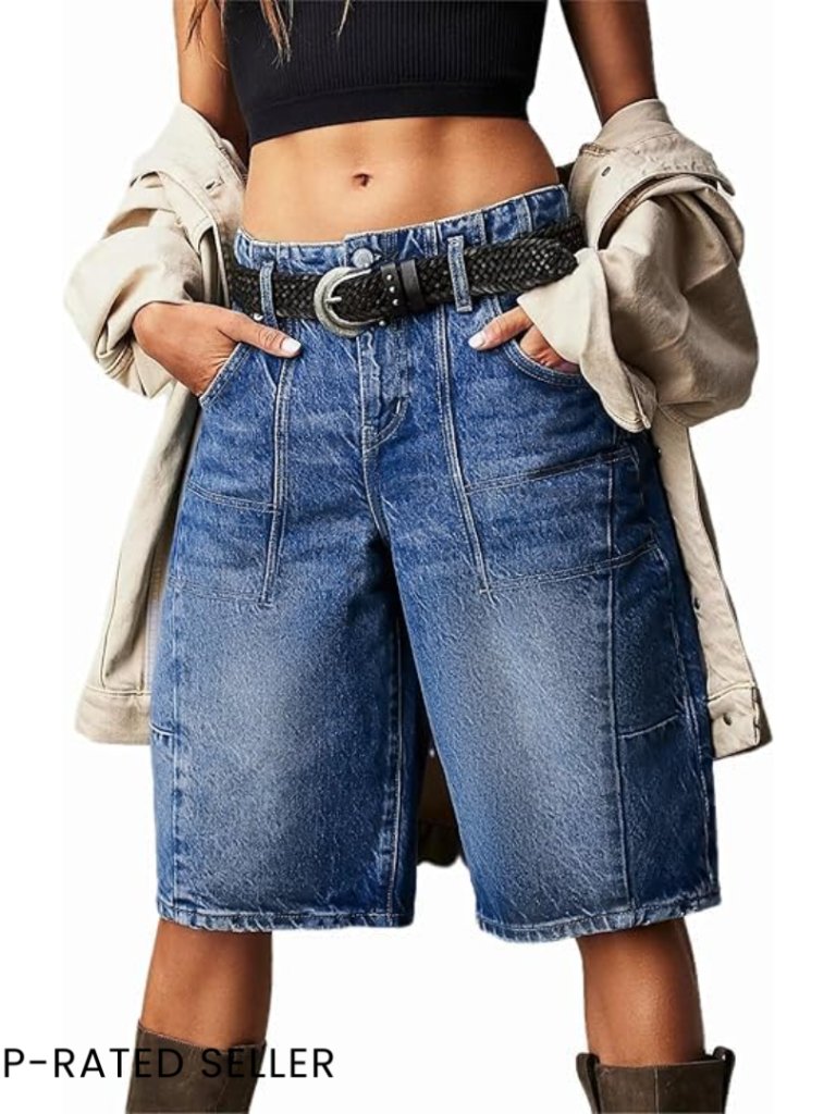 Denim Barrel Shorts Low Waist Baggy Bermuda Casual Y2k Summer Jean Pant